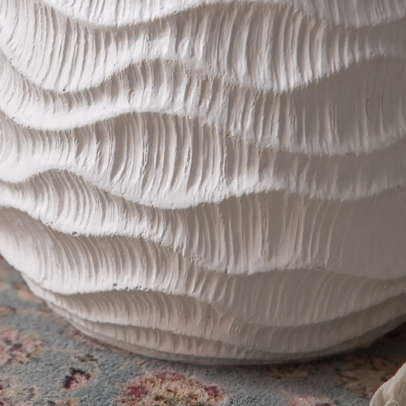 Elegant Drum Design White Wooden Side Table