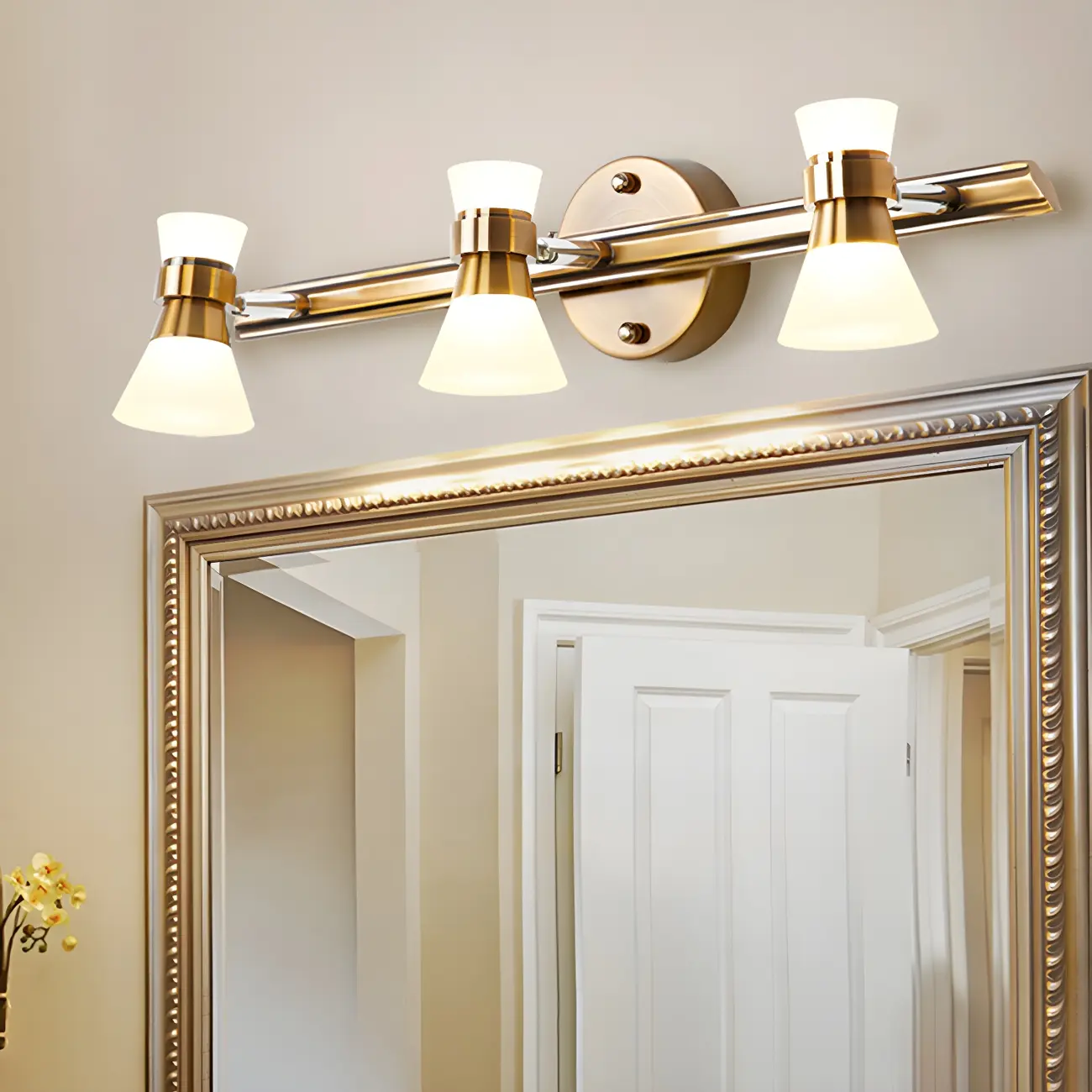 Modern Gold Cone Shade Bathroom Vanity Light LED Fixture
