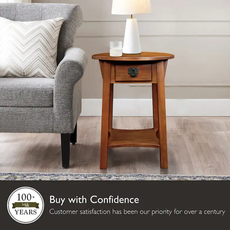 Mission Round End Table with Drawer