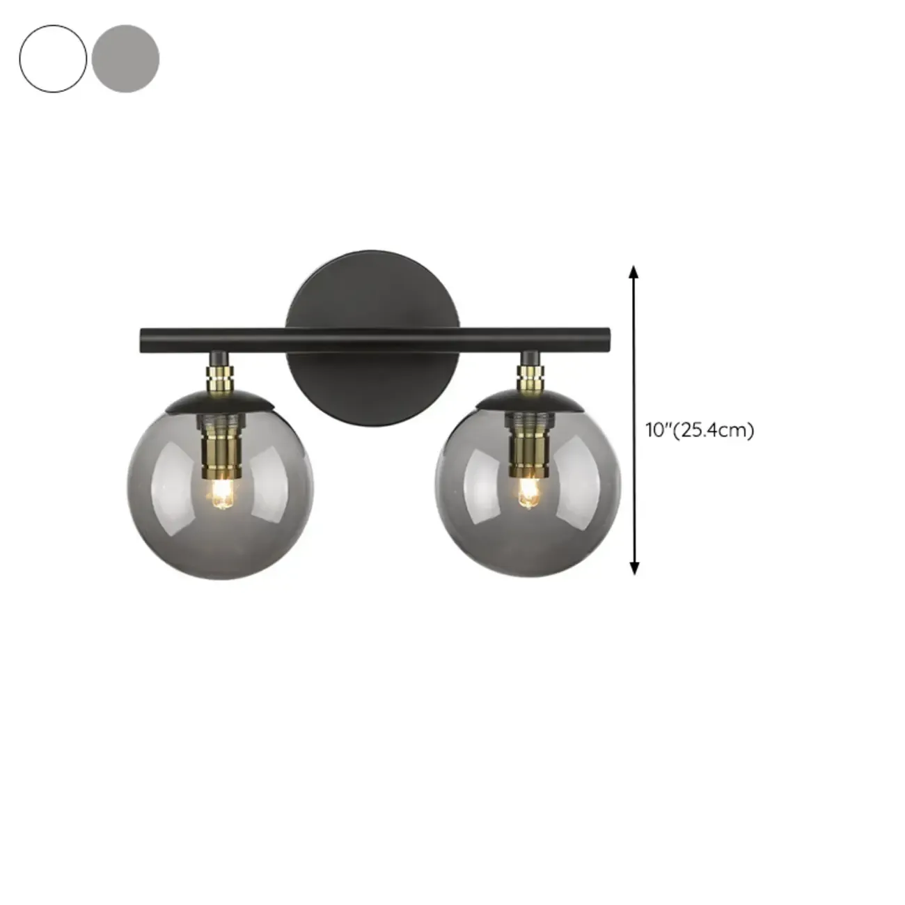 Wall-Mounted Spherical Black Glass Vanity Light