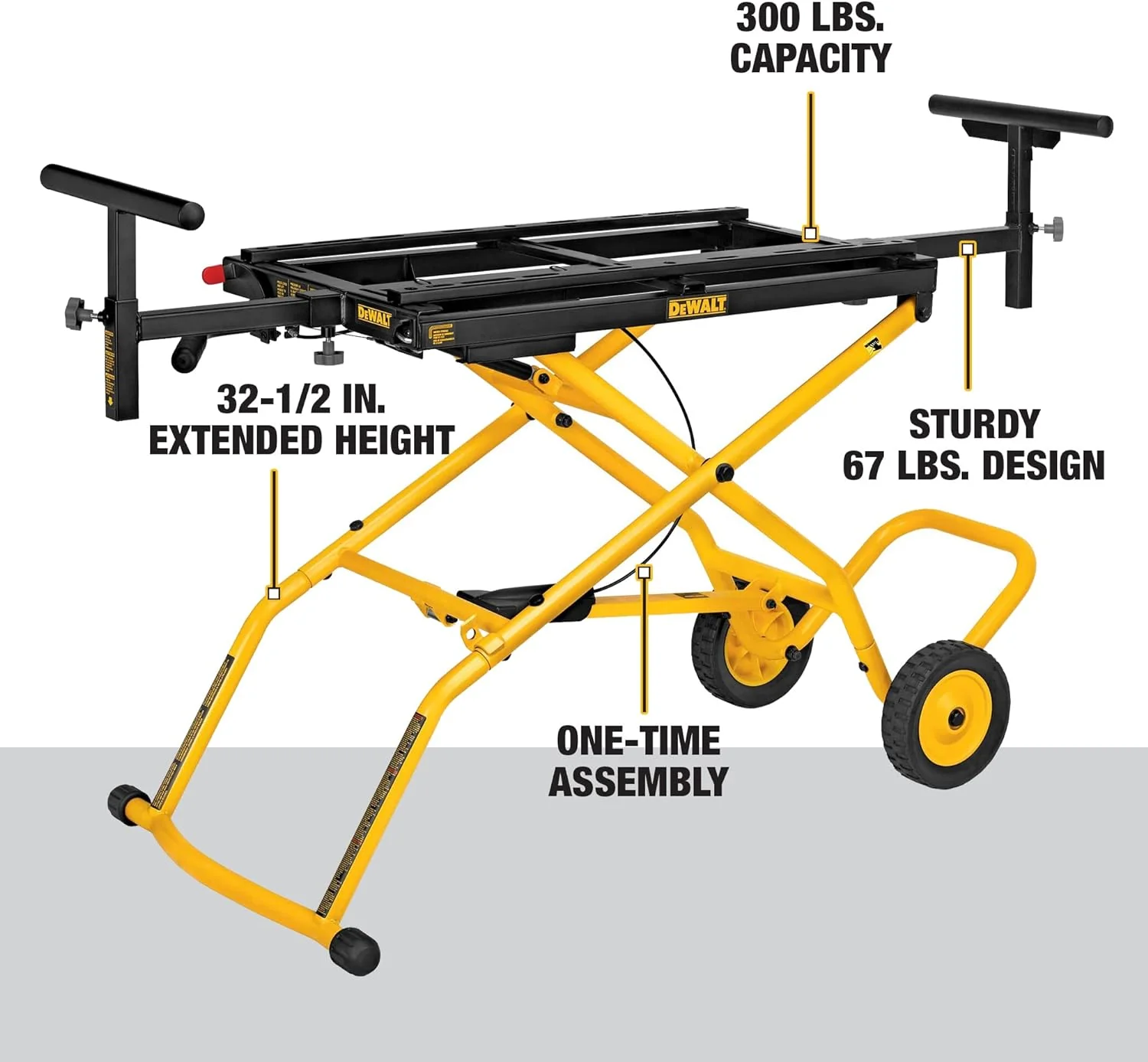 Miter Saw Stand With Wheels (DWX726), Yellow