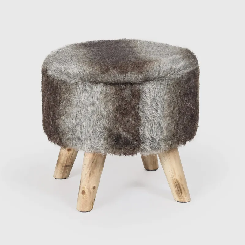 Adeco Modern Round Padded Upholstered Ottoman Footrest Stool