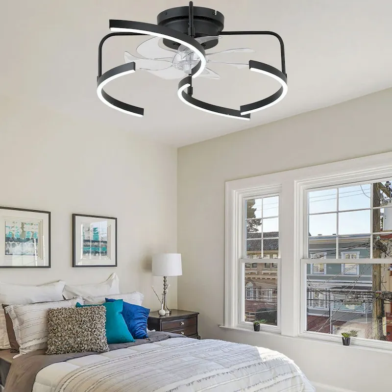 Cusp Barn 20-Inch LED 6-DIY Shape Smart Ceiling Fan With Light, 6-Speed Reversible Ceiling Fan Light With Remote Control