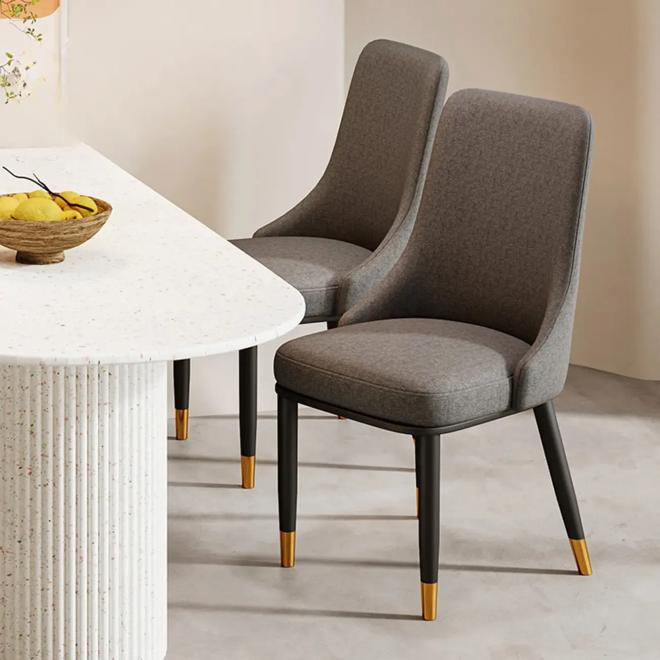 Modern Upholstered Metal Leather Dining Chairs