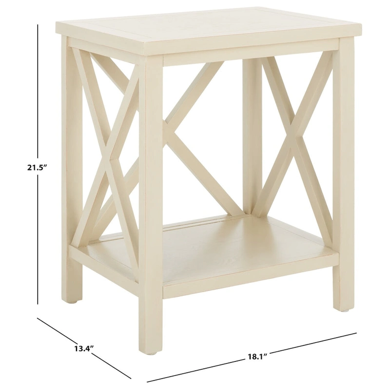 SAFAVIEH Yasumi White Cross Back End Table - 18.1  x 13.4  x 21.5  - 18Wx13Dx22H