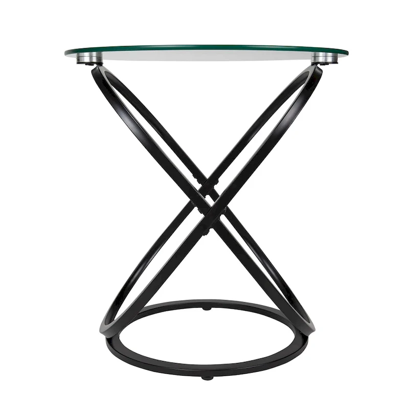 Galaxy Tempered Glass Round End Table - Modern Sculptural Design