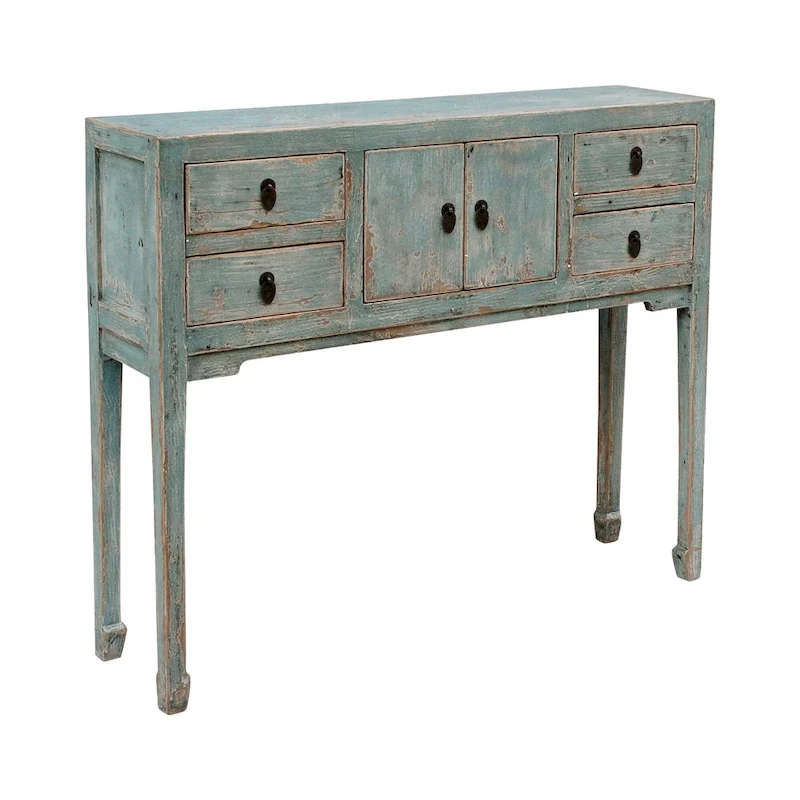 Artissance Console Table w/4 Drawers, 39 Long, Weathered Soft Aqua