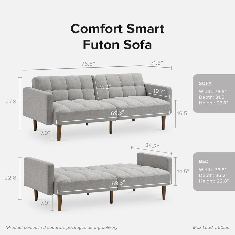 Mopio Aaron Futon Convertible Sofa Sleeper Futon