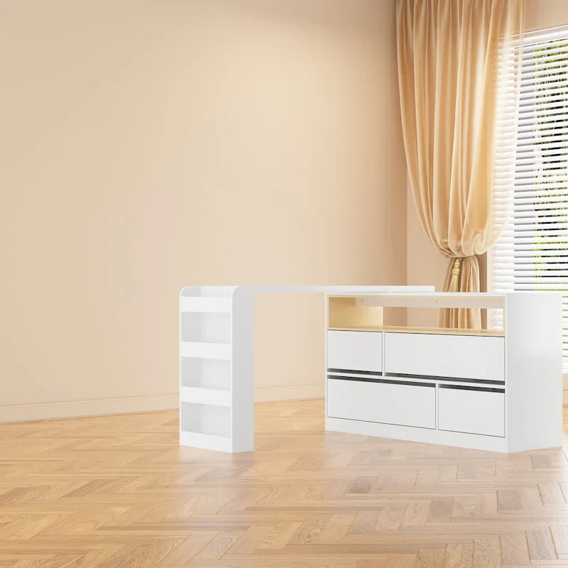 4-Drawer Desk Vanity Sideboard Bedroom Dresser Chest Of Drawers White