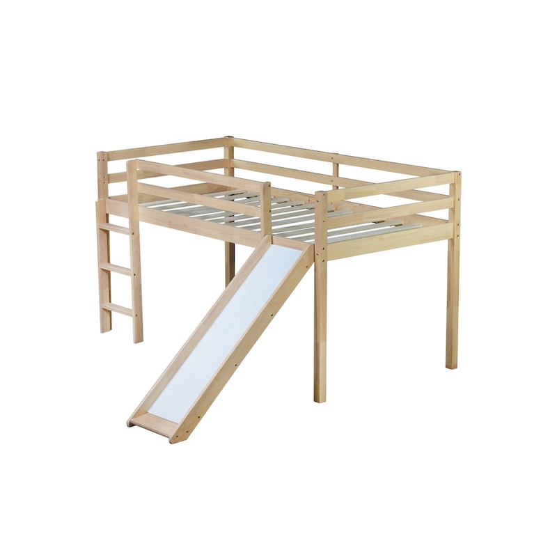 Twin Loft Bed with Slide and Low-Profile Design