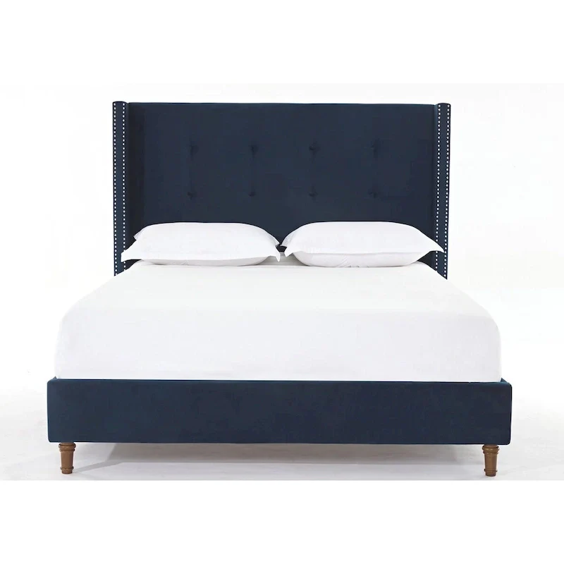CUSchoice 54 High Headboard Upholstered Queen/King Bed (No Box Spring Needed)