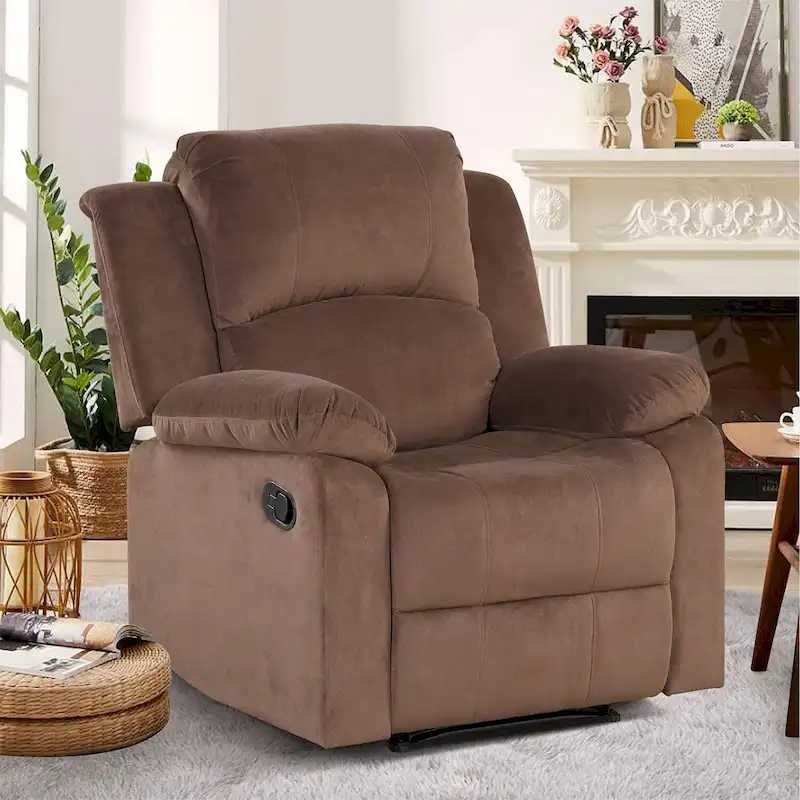 Ebello Breathable Skin Friendly Fabric Soft Padded Manual Recliner Chair