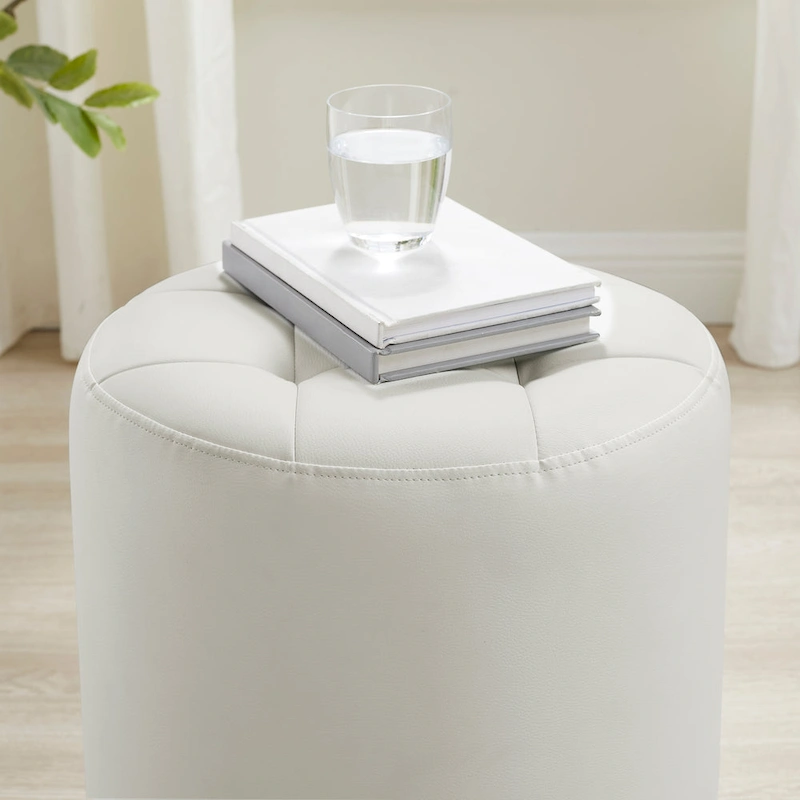 Chelle Faux Leather Swivel Ottoman