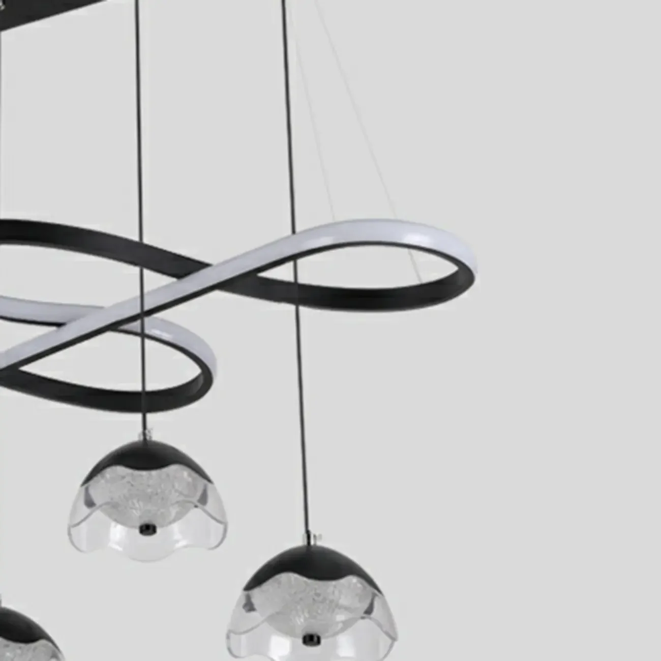 Adjustable 2 Tiers Black Metal 6-Light Dimming Pendant Light