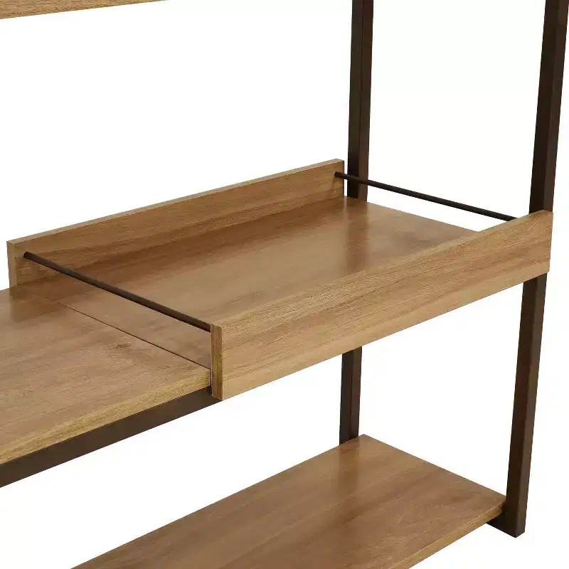 Sunnydaze Industrial-Style, 3-Shelf Sofa Table with Removable Serving Tray - Brown - 28.25 in