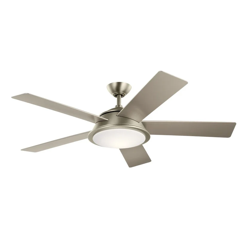 Kichler Verdi 56 Inch LED Ceiling Fan Brushed Nickel with Silver and Driftwood Blades