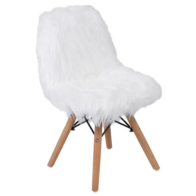 Emma and Oliver 4 Pack Kids Shaggy Dog Accent Chair - Desk Chair - Playroom Chair