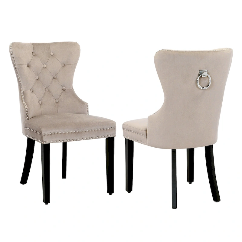 Grandview Tufted Upholstered Dining Chair (Set of 2) with Nailhead Trim and Ring Pull
