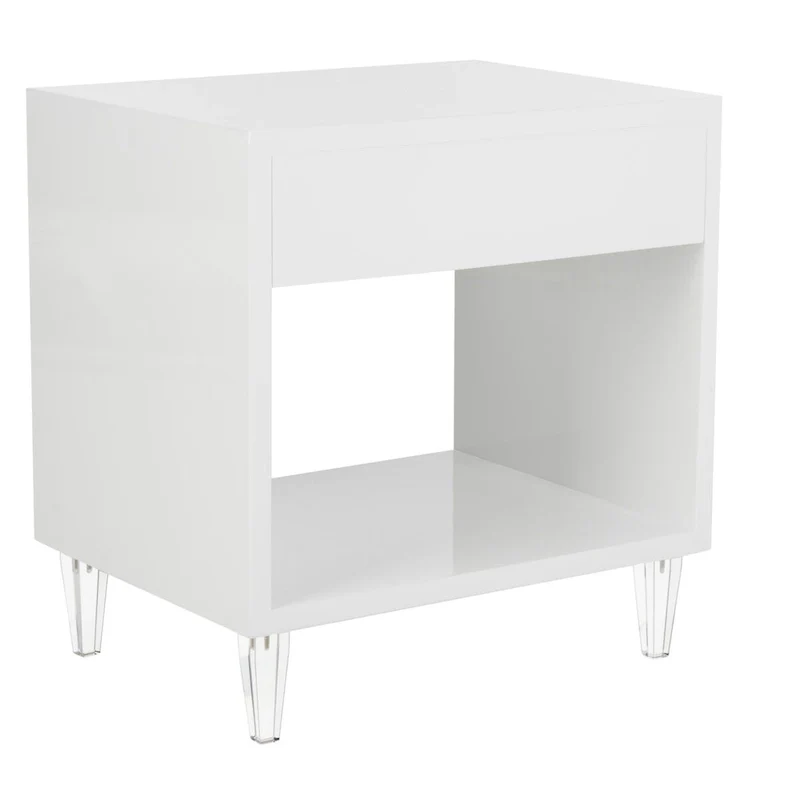 SAFAVIEH Couture Myrthe Eglomise Side Table- White - 24 W x 18 L x 25 H - 24Wx18Dx25H