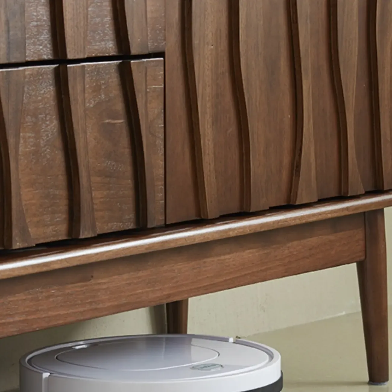 Scandinavian Brown Solid Wood Buffet Table with Drawers