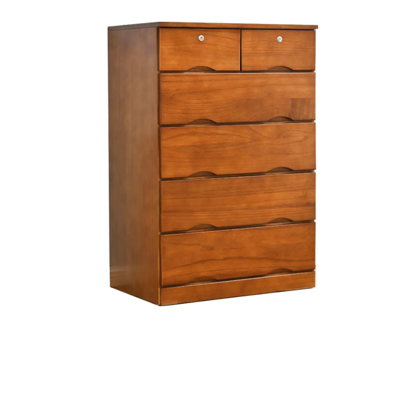 Natural Wood Double Dresser with Lockable Drawer