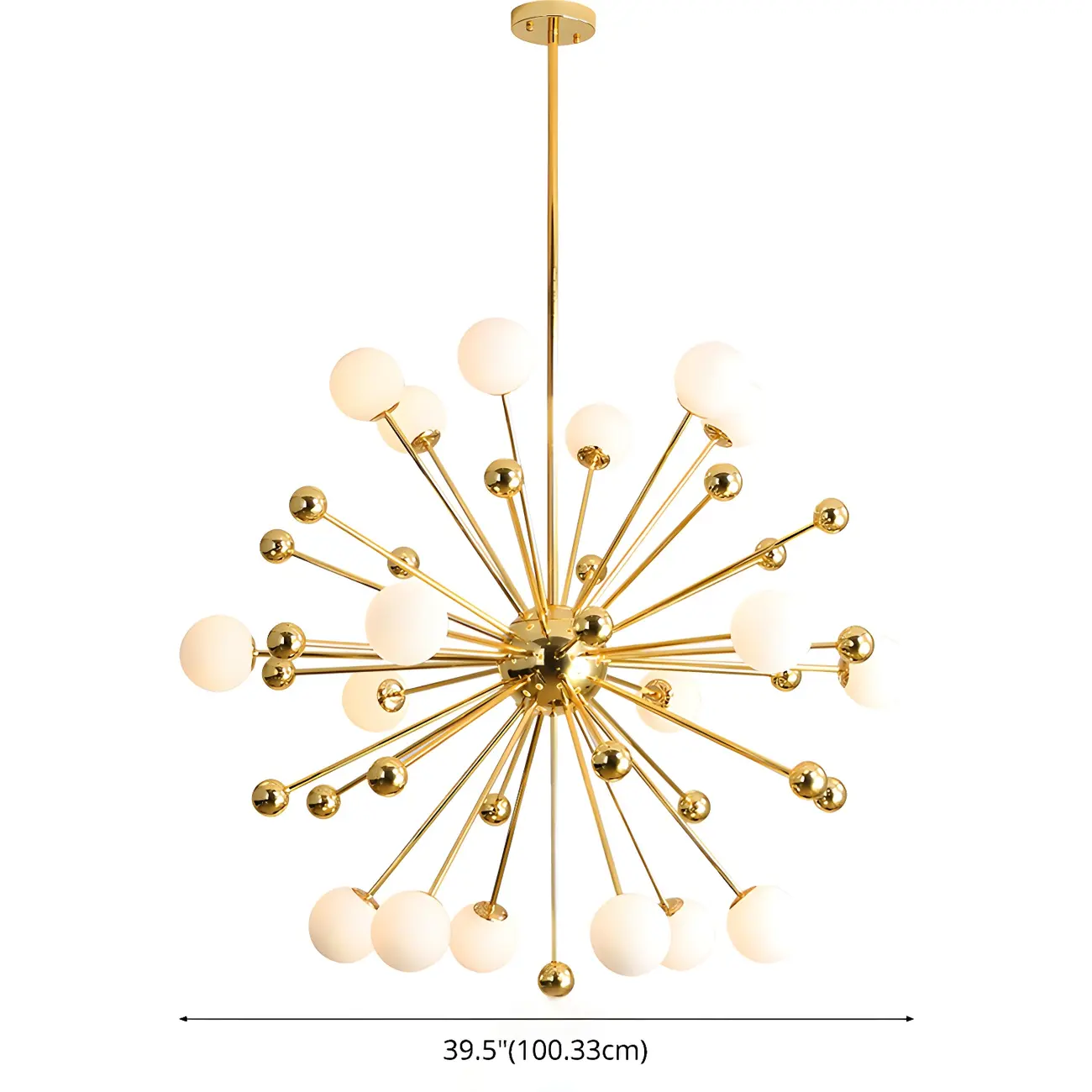 Modern Gold Sphere Sputnik Chandelier with White Glass Shade