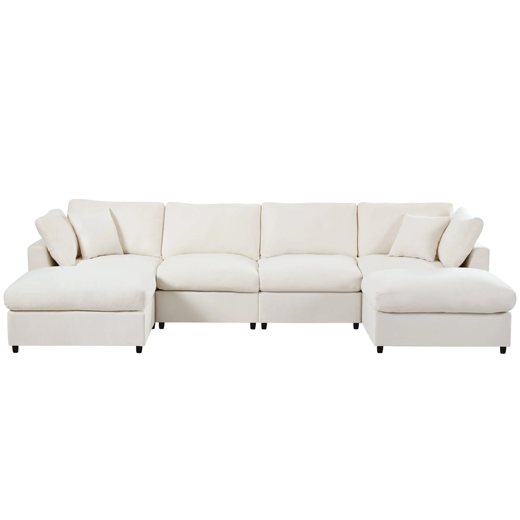 Modern Modular Chenille U-Shaped Sectional Sofa with Two Ottomans