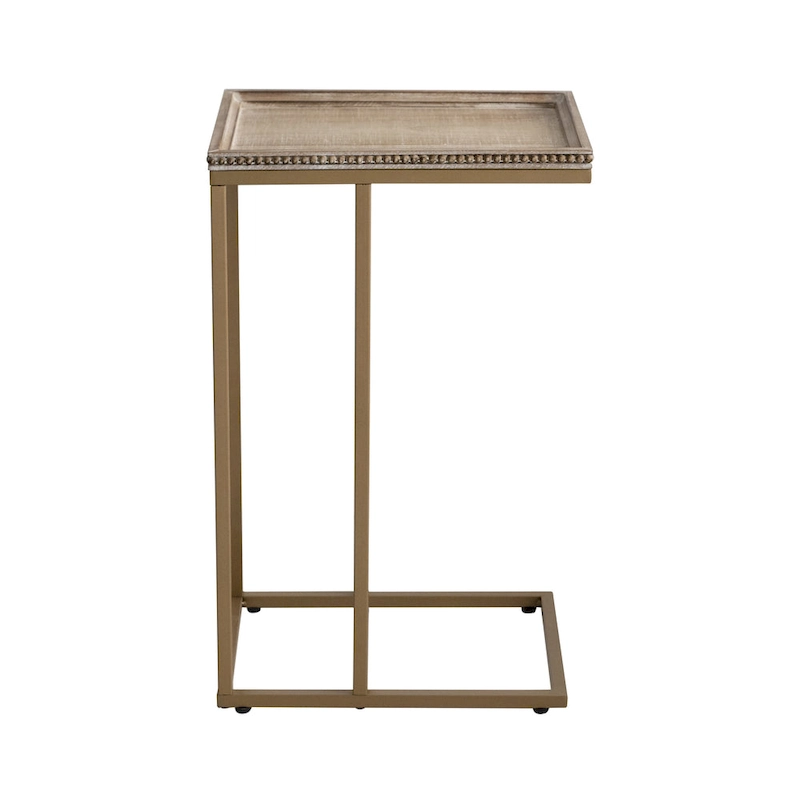 COZAYH Farmhouse C Table End Table, Distressed Beaded Edge Tray Top Side Table
