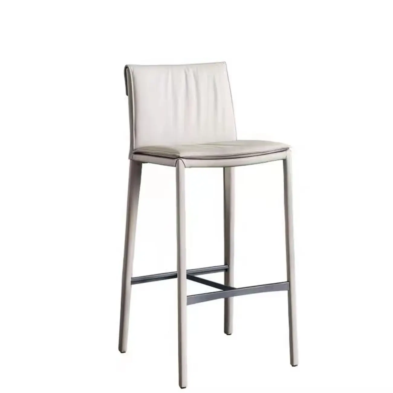 Modern 4-Leg Trestle Footrest Low Back Bar Stools