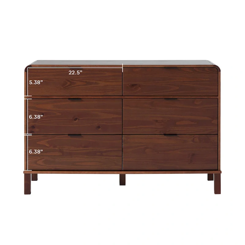 6-Drawer Solid Wood Dresser with Curved Top