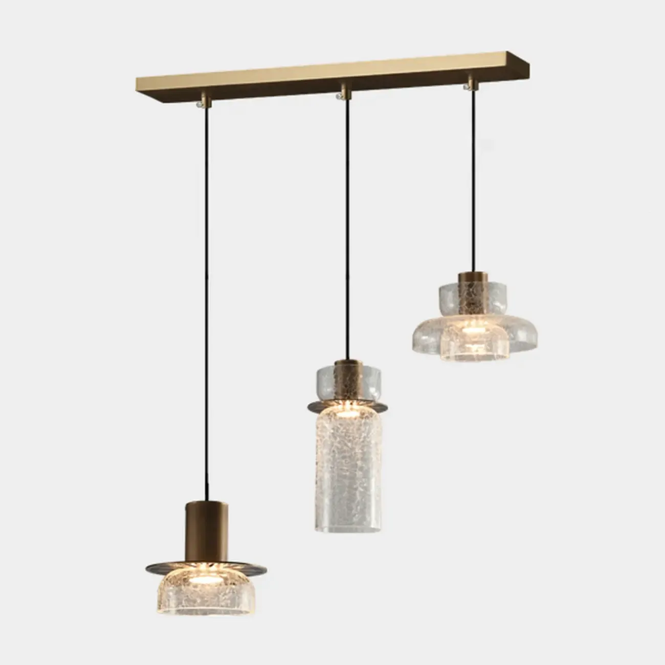 Modern Brass Metal Crackle Glass Warm LED Pendant Light