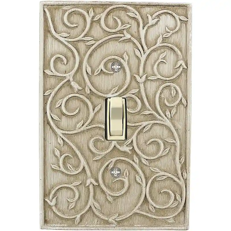 Meriville French Scroll 1 Toggle Wallplate, Single Switch Electrical Cover Plate