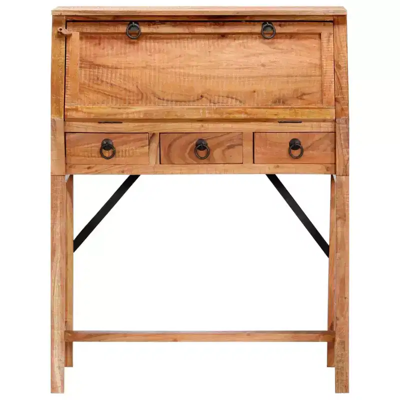 vidaXL Writing Desk Brown Solid Acacia wood Medium Desk Rectangular