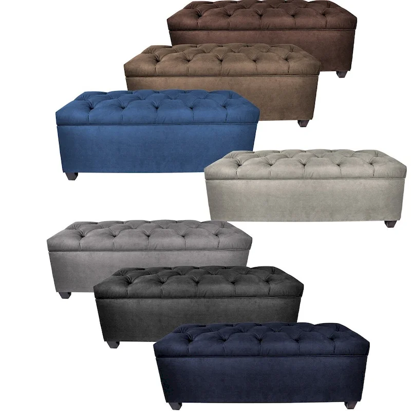 Diamond Tufted OBSESSION Linen Storage Bench