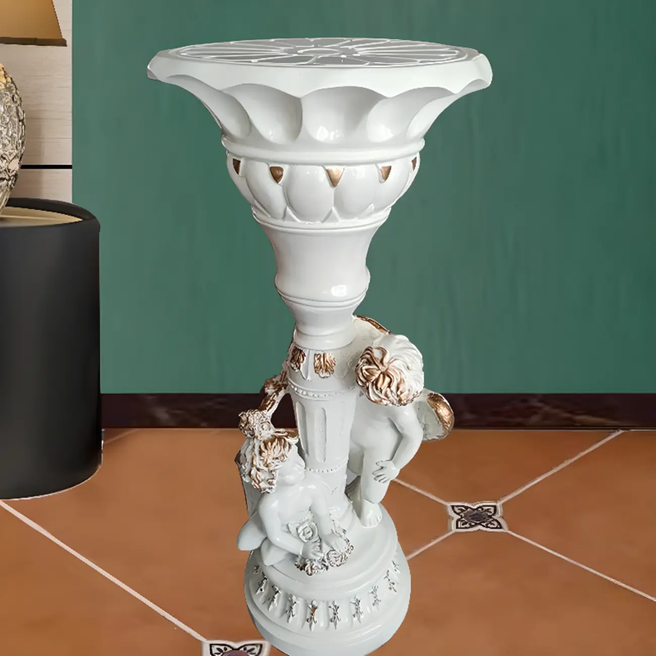 Victorian Gold Acrylic Round Hall Display Plant Stand