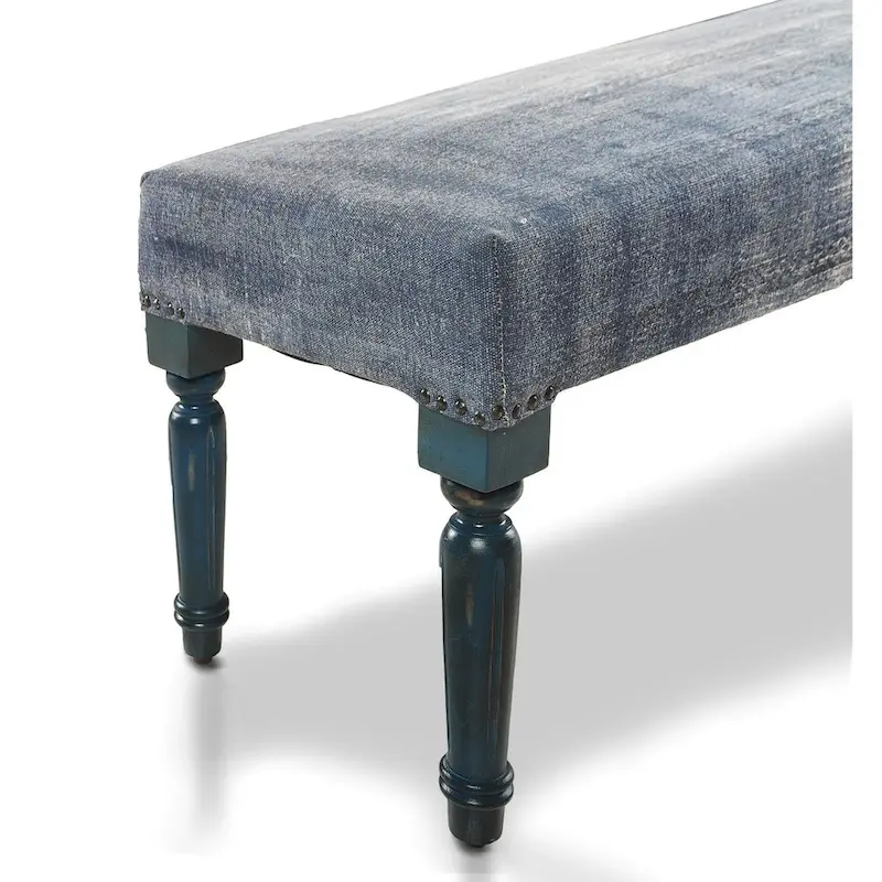 47  Antique Blue Distressed Rectangular Bench