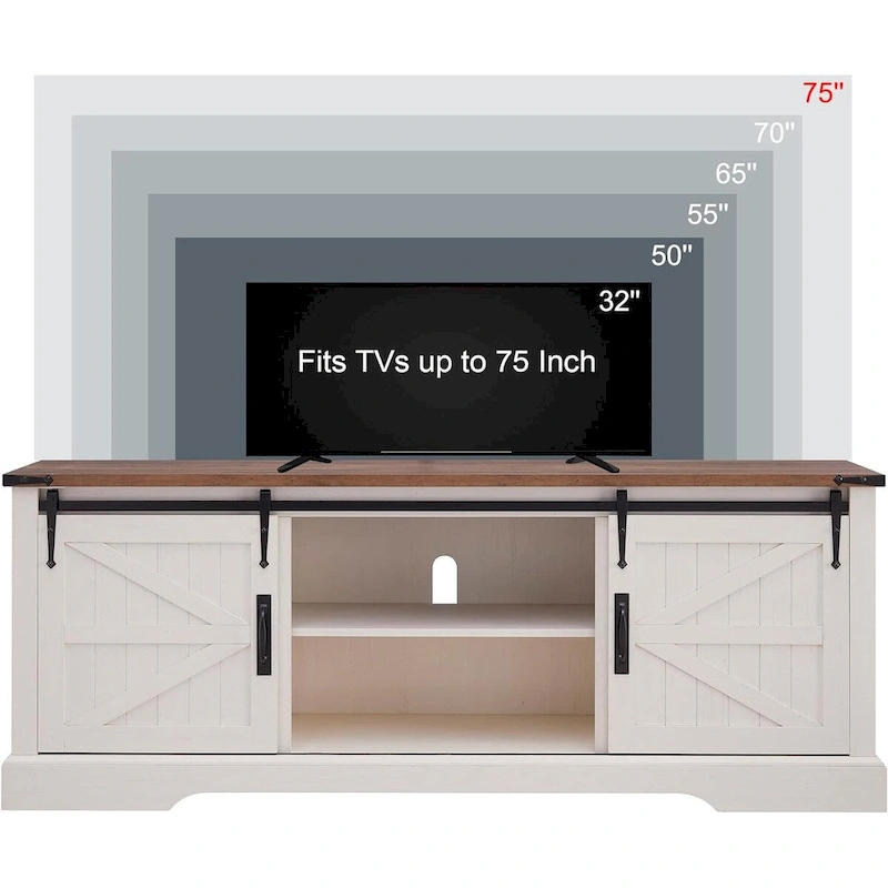 Farmhouse Wood TV Stand, Rustic Entertainment Center, Console Cabinet - n/a