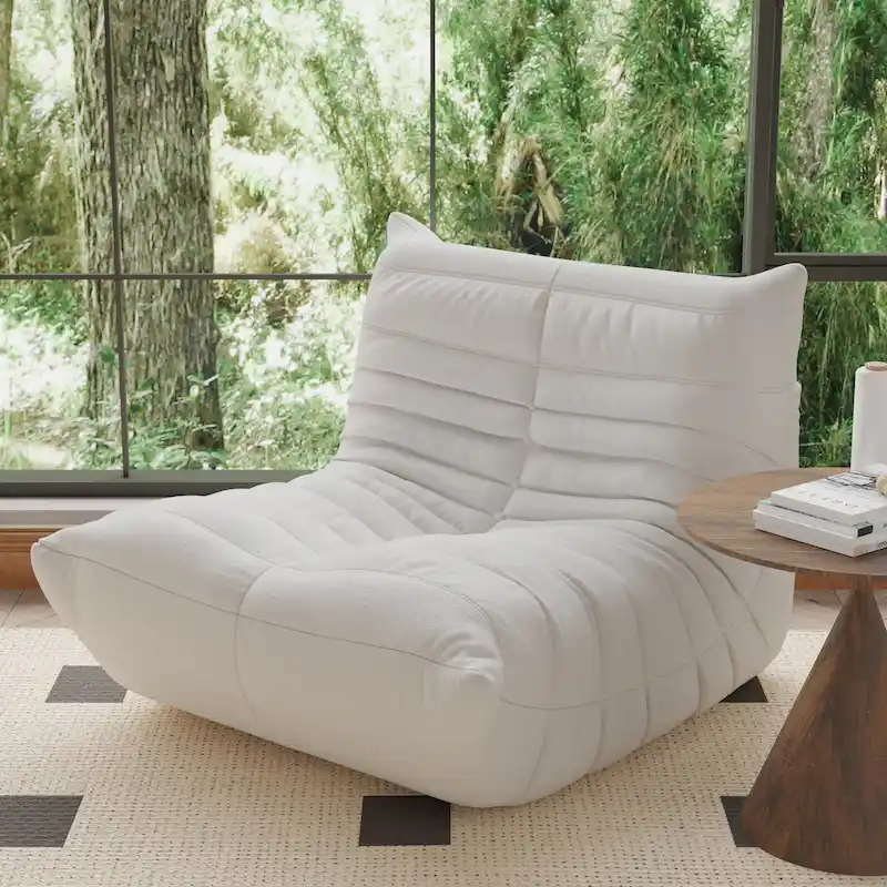 Fireside Chair Single Sofa Teddy Fabric Bean Bag Chair