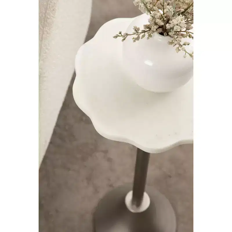 Kate and Laurel Sanzo Scalloped Marble and Metal Drink Table