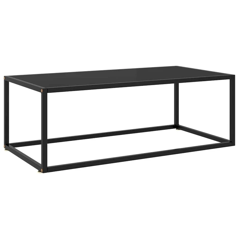 vidaXL Coffee Table Black with Black Glass 39.4x19.7x13.8 - 39.4 x 19.7 x 13.8