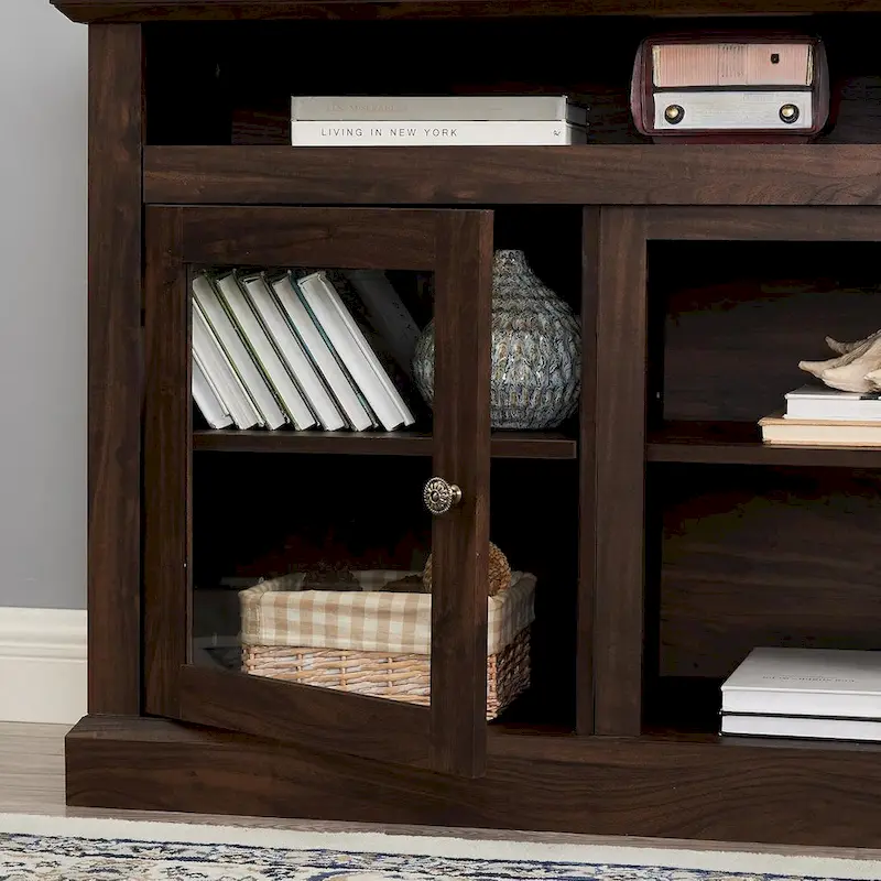 Contemporary TV Media Stand,  Entertainment Console, Up to 65 TV, Open & Closed Storage Space