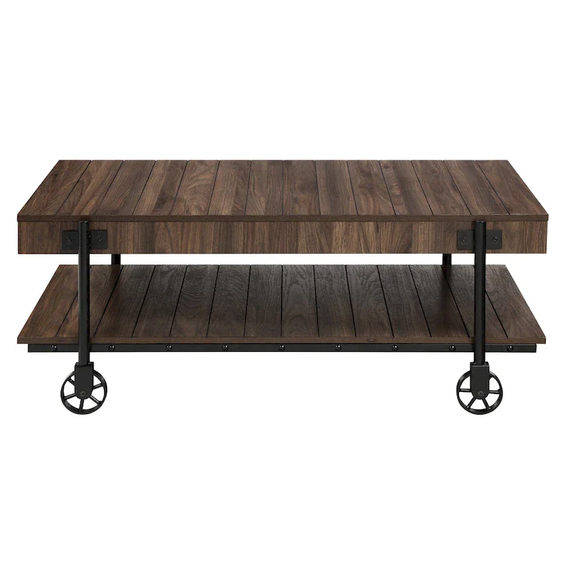 Farmhouse Steel 2-Piece Coffee Table Set with Shelf