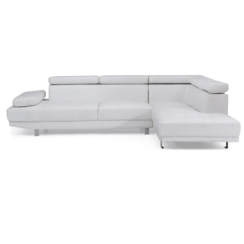 Adjustable Faux Leather L Shape Sectional Sofa - 109 - White