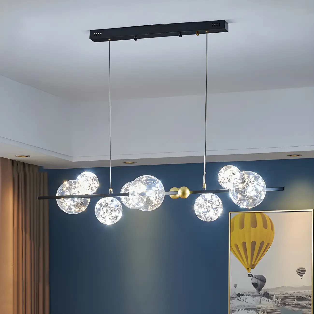 Dining Area Modern Glass 8-Light Globe Chandelier