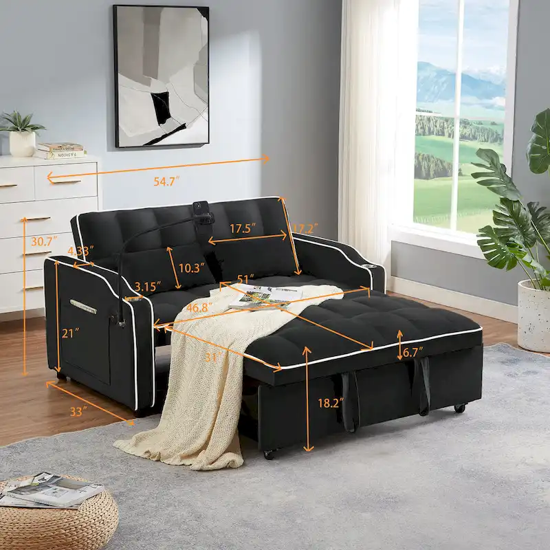 Modern sofa sofa sofa velvet pull-out bed
