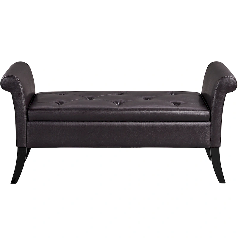 Yaheetech Faux Leather Vintage Storage Bench Multifunctional Bench
