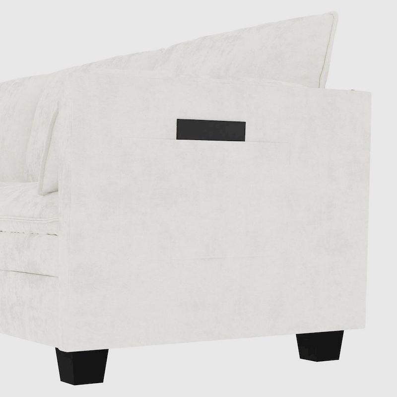 Christopher Knight Home - Noah Large 3-Seater L-Shaped Sofa with Movable Ottoman and Armrest Pockets, Fabric Upholstery