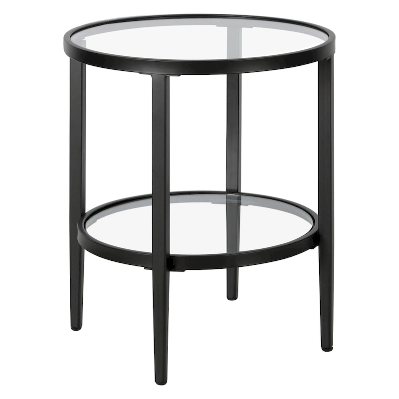 Hera 19.63 Wide Round Side Table with Clear Glass Shelf