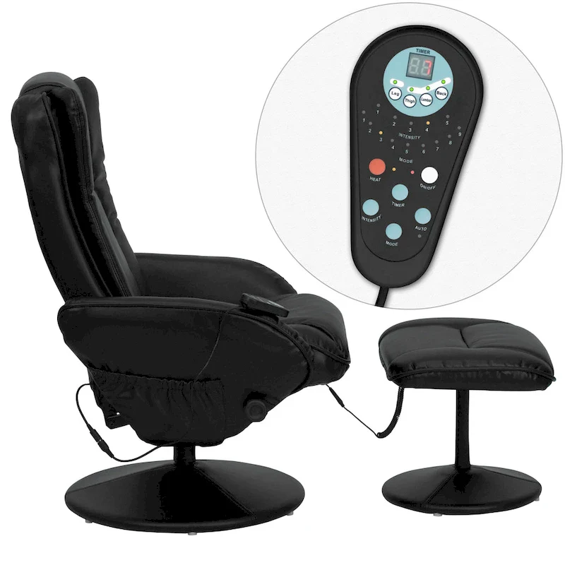 LeatherSoft Massaging Multi-Position Recliner w/Ottoman