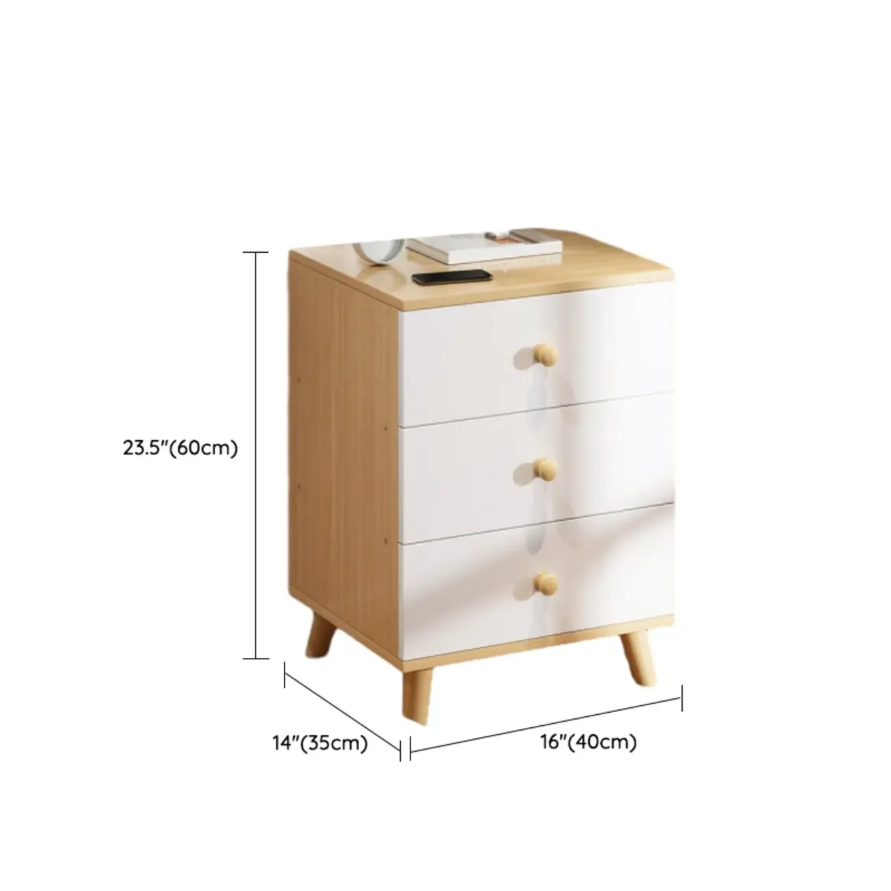Modern Wooden Bedside Table with Dual Drawers